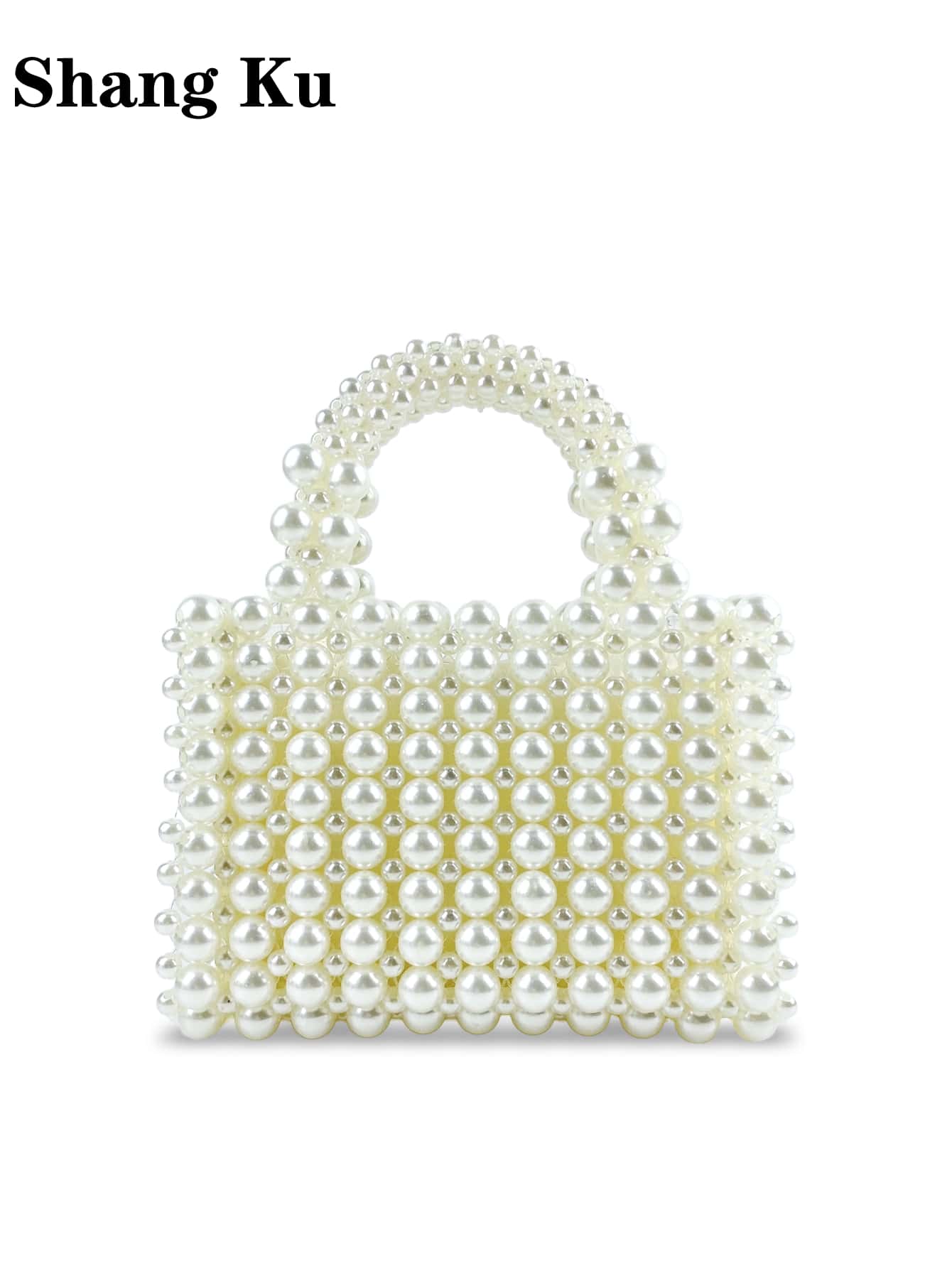 French Fashion High-Quality Handmade Beaded Woven Hollow Out Clutch Evening Bag - White - View 1