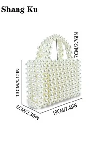 French Fashion High-Quality Handmade Beaded Woven Hollow Out Clutch Evening Bag - White - View 4