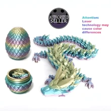 1 pieza Juego de Dragón de Cristal de Imitación con Huevo, con autorización, color aleatorio cada set, Portaplumas, Láser Fidget Dragón 3D Holográfico Impreso con Articulaciones, Coleccionable Creativo, Regalo, Decoración de Acuario, Decoración del Hogar, Adorno Gótico de Cumpleaños