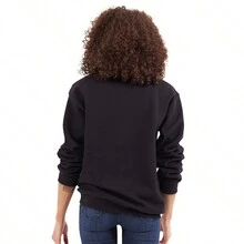No One Fights Alone Breast Cancer Women Crewneck Sweatshirt - Black - View 2