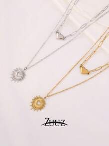 1 件复古波西米亚风不锈钢双层心形吊坠项链女式心形吊坠双层项链女性珠宝礼物朋友 - 項鍊 - 查看 5