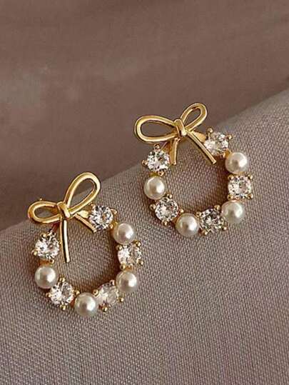 1 Đôi Bông Tai Nữ Cổ Điển Châu Âu & Mỹ Đa Năng Thời Trang Hàn Quốc Nơ Sang Trọng Dành Cho Nữ