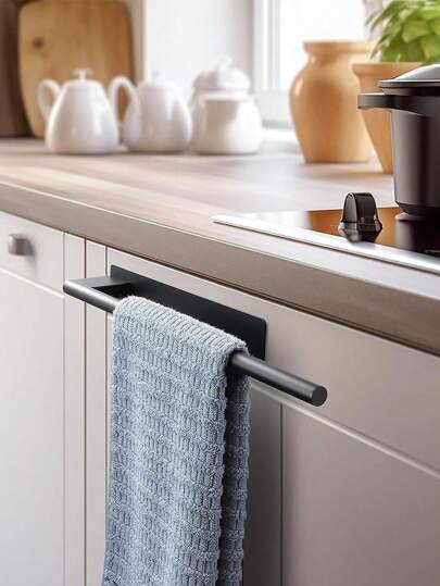 1pc Towel Rack - Foldable Wall Mounted Towel Rack Without Drilling, Bathroom Towel Holder, Bathroom Storage Rack, Bathroom Accessories, Room Decor