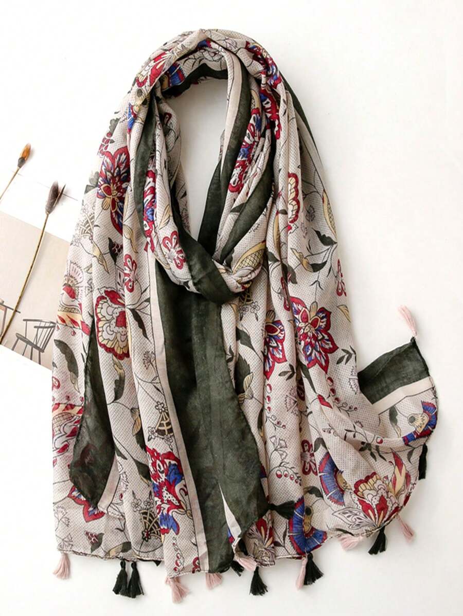 Paisley Pattern New Simple Print Scarf, Women's Spring/Summer Silk Scarf, Versatile Sunscreen Beach Shawl, Fashion Head Wrap & Long Scarf - Multicolor - View 1