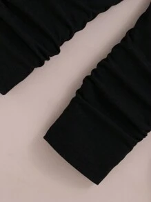 年轻女孩 3D 花卉装饰圆领长袖运动衫和紧身裤套装，春夏 - 粉色 - 查看 6