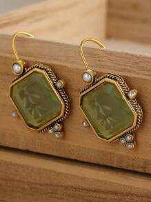 1 Pair Fashionable Retro Bohemian Style Creative Unique Design Earrings, Suitable For Women Everyday Wear - Dark Blue - View 7
