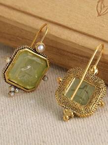 1 Pair Fashionable Retro Bohemian Style Creative Unique Design Earrings, Suitable For Women Everyday Wear - Dark Blue - View 5