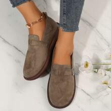 Women's Fashion Clogs Padded Suede With Outdoor Slippers Adjustable Buckle Slippers - 棕色 - 查看 5