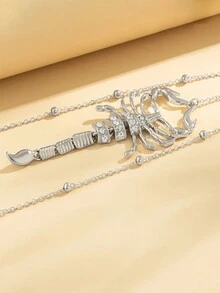 1pc Sexy Elastic Rhinestone Metallic Chain Garter Belt - Gold - View 2