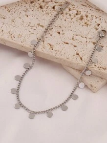1pc Stainless Steel Round Tassel Pendant Bracelet For Women Fashion Gold Color Chain Bracelets Jewelry