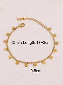 1pc Stainless Steel Round Tassel Pendant Bracelet For Women Fashion Gold Color Chain Bracelets Jewelry