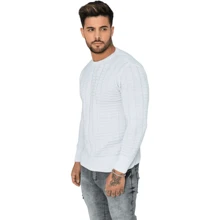 Suéter Basico Masculino Tricot Linho Manga Comprida - Branco - Visão 3