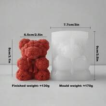 1 Peça Molde de Silicone em Formato de Urso, Molde Artesanal DIY para Fazer Velas, Decoração de Feriados, Acessório para Casa