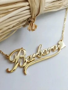 7 Styles Custom Butterfly Heart Flower Ribbon Necklace Women Customized Name Stainless Steel Necklace Fashion Personalized Golden Charm Jewelry Wedding Vacation Prom Accessories Gifts For Her - Gold - View 3
