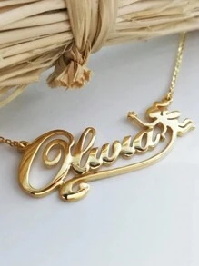 7 Styles Custom Butterfly Heart Flower Ribbon Necklace Women Customized Name Stainless Steel Necklace Fashion Personalized Golden Charm Jewelry Wedding Vacation Prom Accessories Gifts For Her - Gold - View 10