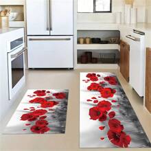 1pc Rectangular Kitchen Rug - Non-Slip Waterproof Kitchen Mat, Large Crystal Velvet Kitchen Carpet, Doorway/Hallway Entrance Mat