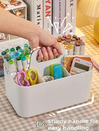 Stackable Organizing Box For Bathroom, Office, Handicrafts Or School Supplies. Portable Hand-Held Storage Box For Tabletop Bathrooms. Cosmetics Organizer With Eyeshadow, Makeup Brushes. Multi-Purpose Storage Rack. Back To School