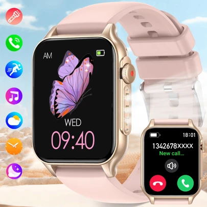 EIGIIS 2025新款男女通用智能手表，带LED手电筒、1.96英寸高清屏幕、户外智能手表、100多种运动模式、健身追踪器、睡眠监测器，兼容iOS和安卓系统，是送给女友/妻子、母亲节的理想礼物