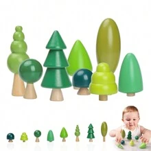 1 Set Casa del árbol de madera de estilo bosque, Juego de construcción de bloques apilables, Juguete educativo, Juguetes de madera para bebés, Casa de muñecas de madera, Juguetes educativos para bebés