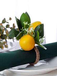 Tropical Fruit Lemon Napkin Rings, Suitable For Outdoor Wedding Theme Party, Room Decor, Dining Table Decor, Home Decor, Fit For Holidays, Parties, Birthdays, Weddings And Dinners - Multicolor - View 3