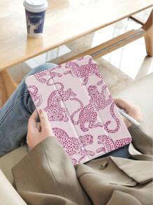 猎豹印花 Apple Cheetah 粉红豹纹保护壳，兼容 iPad 10.2 英寸 2021/2020 iPad 第 9/8 代，兼容三星 Galaxy Tab A8 10.5 英寸 2022，/ Tab 带笔架，支持自动睡眠/唤醒盖 - 彩色 - 查看 5