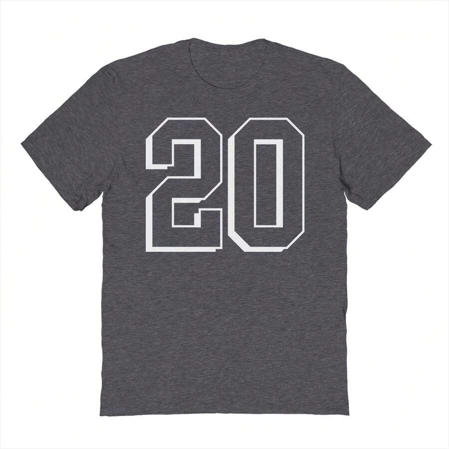 Nearly There 20 Twenty White Number Unisex Graphic Cotton Short-Sleeve T-Shirt - Xám - Xem 1