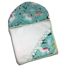 Double Sided Children's Bath Towel Lined With Diaper With Hood Printed Baby - 獨角獸 - 查看 1