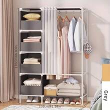 Tủ quần áo đơn giản di động có móc treo 4 lớp, bộ sắp xếp tủ quần áo độc lập và hệ thống lưu trữ có thanh treo và móc bên. Móc treo kim loại thích hợp cho tủ quần áo, phòng ngủ, lối vào, v.v., tiết kiệm không gian. - Nhiều màu - Xem 9