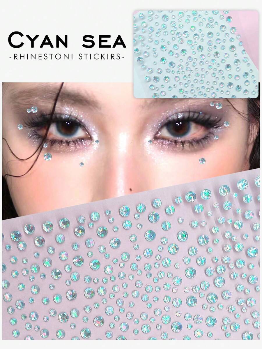 1pc Clear And Glittering Gemstone Sticker For Eye Makeup, Suitable For DIY Makeup, Music Festivals, Parties And Daily Use.