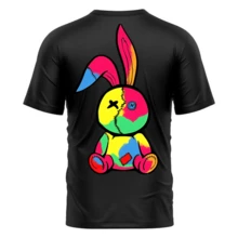 Unisex Teddy Bear T-Shirt 100% Cotton Premium Quality Print - 黑色 - 查看 1