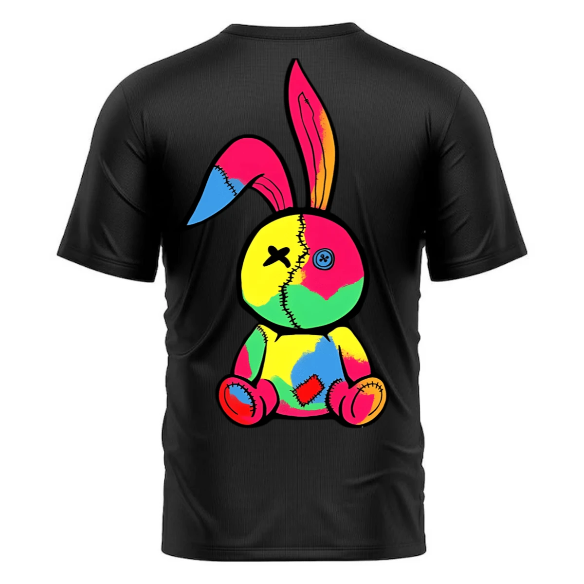 Unisex Teddy Bear T-Shirt 100% Cotton Premium Quality Print - 黑色 - 查看 1