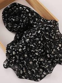 1 件女士夏季花卉印花珍珠雪纺长围巾 - 彩色 - 查看 5