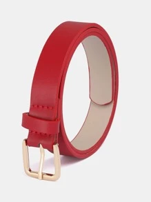 1 件女士纯色休闲聚氨酯金色金属扣装饰腰带，适合日常佩戴 - A - 查看 9