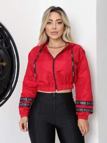 Women's Neon Windbreaker Jacket Coat Tactel Hat Promotion - Maroon - View 8