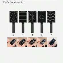 9 款猫眼磁铁套装适用于凝胶指甲油艺术易操作磁棒磁性指甲油猫眼笔用于指甲猫眼艺术磁棒用于指甲设计美甲套装 - 黑色 - 查看 4