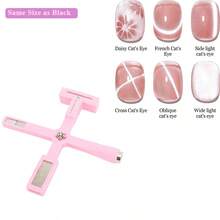 9 款猫眼磁铁套装适用于凝胶指甲油艺术易操作磁棒磁性指甲油猫眼笔用于指甲猫眼艺术磁棒用于指甲设计美甲套装 - 黑色 - 查看 6