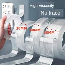 1卷超強雙面膠帶,可重複清洗、防水、透明雙面膠帶,適用於廚房浴室用品 - 無色 - 查看 5