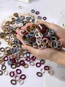 100 chiếc dây buộc tóc co giãn cho bé gái, nhiều màu sắc, bằng nylon, băng đô nhỏ cho thiếu nữ, kẹp tóc đuôi ngựa, phụ kiện tóc cho tuổi teen - Nhiều màu - Xem 4