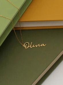 Custom Name Necklace For Women Personalized Vertical Letter Pendant Choker Stainless Steel Jewelry Gift Gold Chain Collar Stylish,Fall Fashion,Contracted,Simple,Casual,Vintage,Old Money,Cuties Custom,Personalized,Unique Ideal Gifts