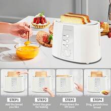 Toaster 2 Slice, Extra Wide Slot Toaster, 7 Shade Settings, Bread Toaster With Cancel, Defrost, Reheat Function, Extra Wide Slots For Waffle Or Bagel, Removable Crumb Tray, 750W, - Kem trắng - Xem 5