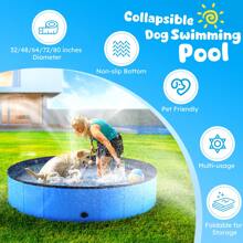Niubya Portable Dog Pool, Foldable Pet Swimming Pool, Anti-Slip Collapsible Pet Bathtub, Hard Plastic Bath Pool For Pets Dogs And Cats - 藍色 - 查看 5
