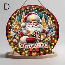 Đồ trang trí Giáng sinh 1 cái "Holiday Charm" Vòng hoa gỗ tròn trang trí tường mừng Giáng sinh vui vẻ cho cửa ra vào, phòng khách và lễ kỷ niệm Giáng sinh - Nhiều màu - Xem 8