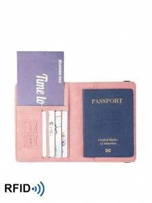 BATSIOE 防盗 RFID 旅行钱包，简约超薄多功能护照夹和卡包旅行用品旅行收纳袋旅行用品旅行钱包护照夹护照钱包海滩度假包夏季 - 粉色 - 查看 5