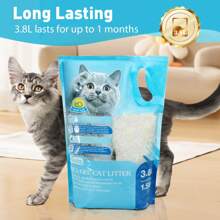 Nobleza - Arena para Gatos de sílice Camada para Gatitos de Gel de Diamante 3.8L Absorbente, Cómodo Biodegradable Sabor a Limon - Blanco - Ver 7