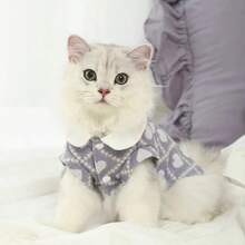 Cute Checked Heart Pattern Round Neck Pet Dress/Clothing For Cats And Dogs, Cool For Summer - Purple - View 3