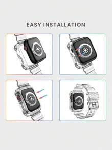 2 Packs Glitter Clear Bling Crystal Band With Bumper Case Compatible With Apple Watch 38/40/41/42/44/45/46/49mm, Jelly Sports Protective Replacement Wristband Strap Compatible With IWatch 10/9/8/7/6/5/4/3/2/1/SE Women Man