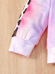Bộ đồ hoodie và quần jogger in họa tiết tie-dye + họa tiết da báo + in chữ cho bé gái, 2 món - Hồng - Xem 6