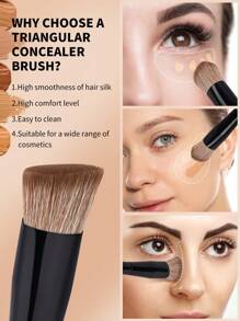 MAANGE 1 pieza Pincel triangular, pincel cosmético portátil para difuminar con pincel para base, rubor, polvos sueltos, contorno, iluminador, herramientas de maquillaje, regalo para mujeres y niñas, pincel de maquillaje de viaje, pincel de base, pincel de corrector, pincel de rubor, pincel de contorno, pincel de rubor, pincel de bronceador, pincel de polvos, pincel de base, pincel de rubor, obsequios - Negro - Ver 5