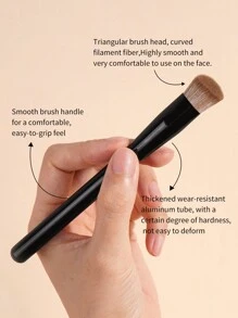MAANGE 1 pieza Pincel triangular, pincel cosmético portátil para difuminar con pincel para base, rubor, polvos sueltos, contorno, iluminador, herramientas de maquillaje, regalo para mujeres y niñas, pincel de maquillaje de viaje, pincel de base, pincel de corrector, pincel de rubor, pincel de contorno, pincel de rubor, pincel de bronceador, pincel de polvos, pincel de base, pincel de rubor, obsequios - Negro - Ver 7