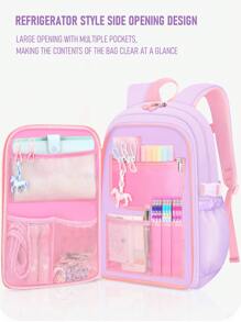 Cute Fashionable Backpacks With Fridge Opening Style Lightweight Soft Anti Water Splashing Breathable Backpack For Girls, Ladies, Boys, Perfect For Casual, Trip, Leisure, School, Study